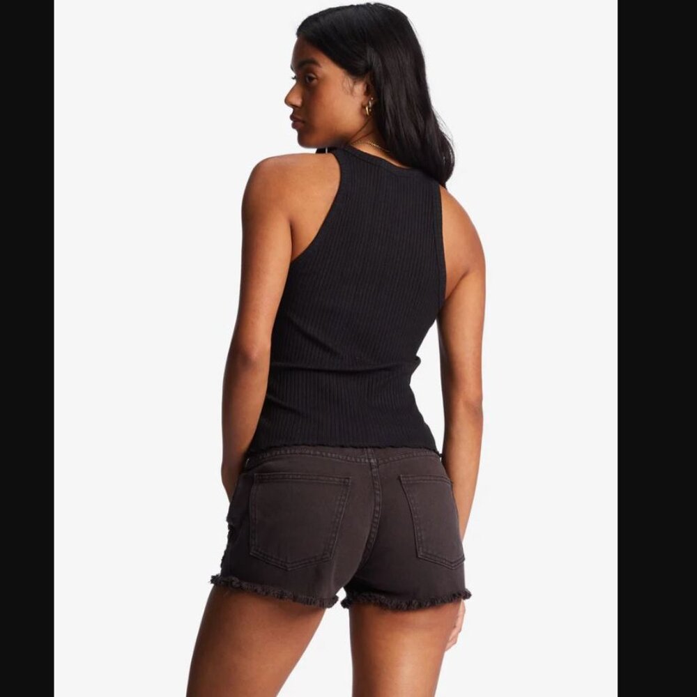 Billabong Drift Away Frayed Denim Shorts Womens 24 Black Jean Distressed 0312